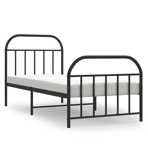 vidaXL Estrutura de cama com cabeceira e pés 90x190 cm metal preto