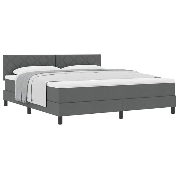 vidaXL Cama box spring com colch&atilde;o Cinza Escuro 180 x 200 cm tecido