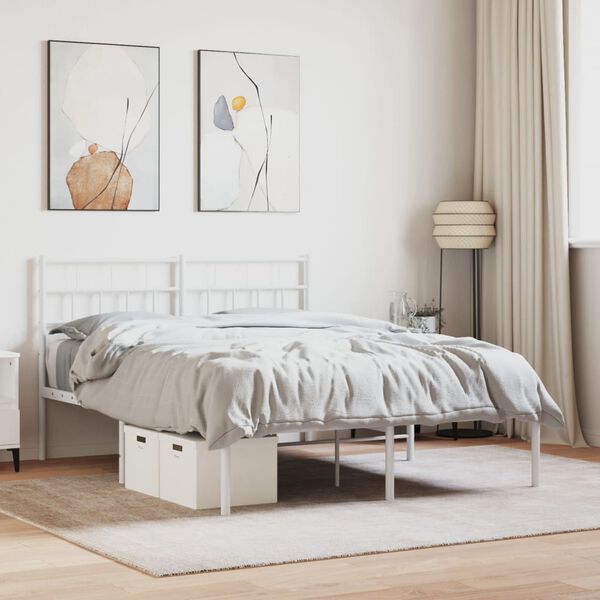 vidaXL Estrutura de cama com cabeceira 140x190 cm metal branco