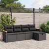 vidaXL 5 pcs conjunto sof&aacute;s de jardim com almofad&otilde;es vime PE preto