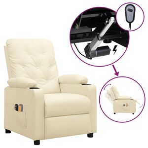 vidaXL Poltrona de massagens el&eacute;trica couro artificial cor creme