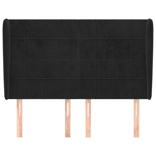 vidaXL Cabeceira de cama c/ abas veludo 147x23x118/128 cm preto