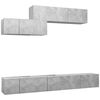 vidaXL 6 pcs conjunto de m&oacute;veis de TV derivados madeira cinza cimento