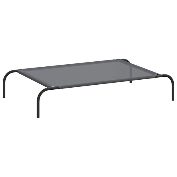 vidaXL Cama para cães elevada 110x65x20 cm Textilene e aço cinzento