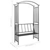 vidaXL Arco de jardim com banco 128x50x207 cm ferro preto