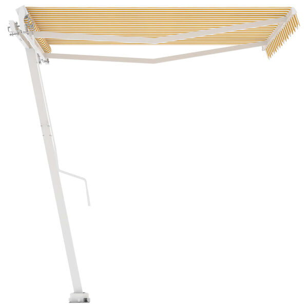 vidaXL Toldo retrátil manual independente 350x250 cm amarelo e branco