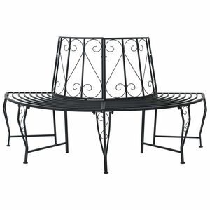 vidaXL Banco de &Aacute;rvore 4-N&uacute;mero de lugares 160 x 80 x 89 cm A&ccedil;o Preto