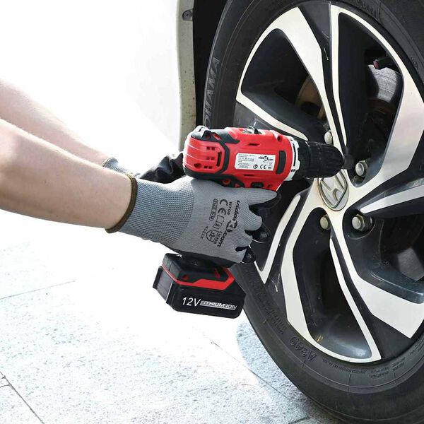 vidaXL Luvas de Trabalho 12 pcs Cinza e Preto 10 / xl Poli&eacute;ster