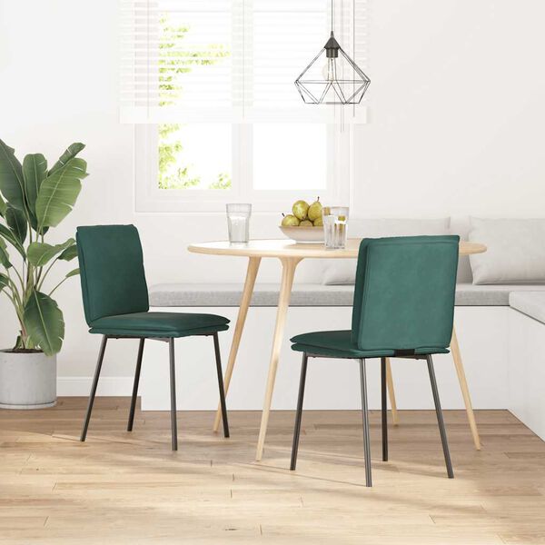 vidaXL Cadeiras de jantar 2 pcs veludo verde-escuro