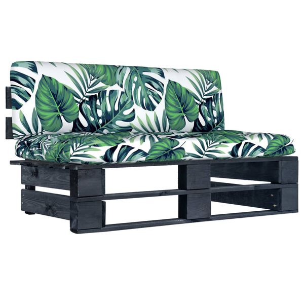 vidaXL Sofá de centro em paletes p/ jardim pinho impregnado a preto