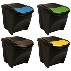 vidaXL Caixotes do lixo empilh&aacute;veis 4 pcs 100 L antracite