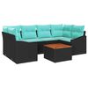 vidaXL Conjunto de Sof&aacute; de Jardim com almofada 7 pcs Preto vime PE