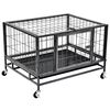 vidaXL Jaula para c&atilde;es resistente com rodas a&ccedil;o 82x66x56 cm