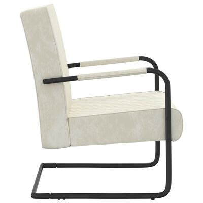 vidaXL Cadeira cantilever veludo branco nata