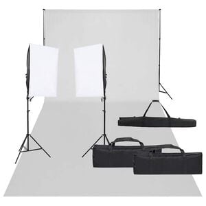 vidaXL Kit de est&uacute;dio fotogr&aacute;fico com conjunto de ilumina&ccedil;&atilde;o e fundo