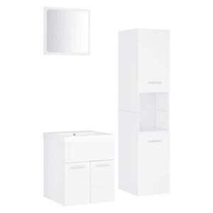 vidaXL Conjunto de m&oacute;veis de casa de banho contraplacado branco
