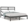 vidaXL Estrutura de cama casal 135x190 cm madeira maci&ccedil;a cinzento