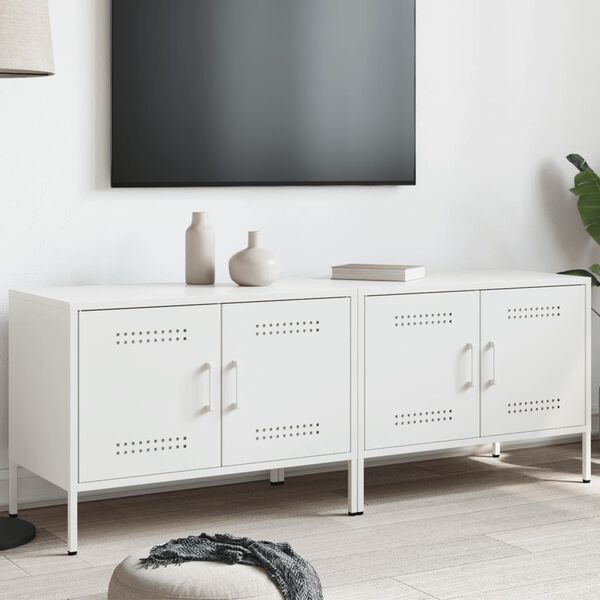 vidaXL M&oacute;veis de TV 2 pcs 68x39x50,5 cm a&ccedil;o branco