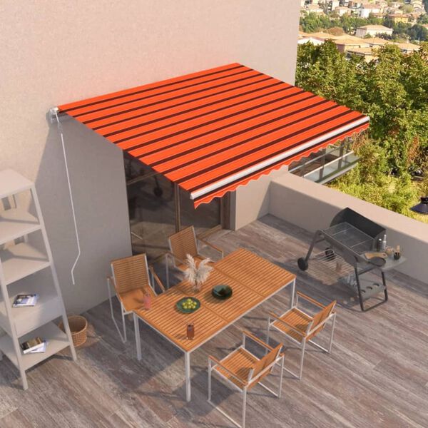 vidaXL Toldo retr&aacute;til autom&aacute;tico 450x350 cm laranja e castanho