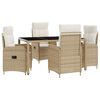 vidaXL Conjunto de Jantar para Exterior 5 pcs Bege e Branco Creme