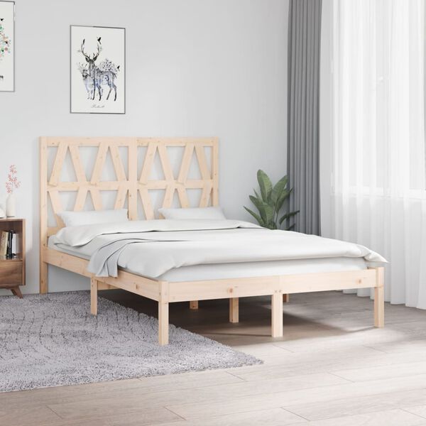 vidaXL Estrutura de cama pequena casal 120x190 cm pinho maci&ccedil;o