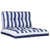 vidaXL Almofad&otilde;es p/ m&oacute;veis de paletes 2 pcs tecido riscas azul/branco