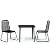 vidaXL 3 pcs conjunto de jantar para jardim preto