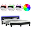 vidaXL Estrutura cama c/ cabeceira e luzes LED 180x200 cm preto
