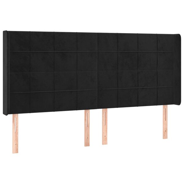vidaXL Cabeceira de cama c/ luzes LED veludo 183x16x118/128 cm preto