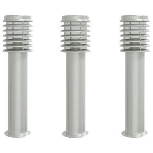 vidaXL Candeeiros de ch&atilde;o para exterior 3 pcs 60 cm a&ccedil;o inox. prateado