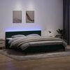 vidaXL Cama box spring c/ colch&atilde;o e LED 180x220 cm veludo verde-escuro