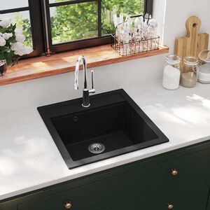 vidaXL Lava-lou&ccedil;a com 1 cuba granito preto