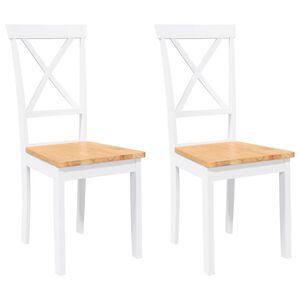 vidaXL Cadeiras de jantar 2 pcs madeira de seringueira maciça branco