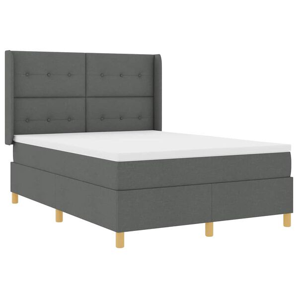 vidaXL Cama Box com colch&atilde;o com led Cinzeto 140 x 190 cm tecido