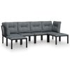 vidaXL 6 pcs conjunto lounge de jardim vime PE preto e cinzento