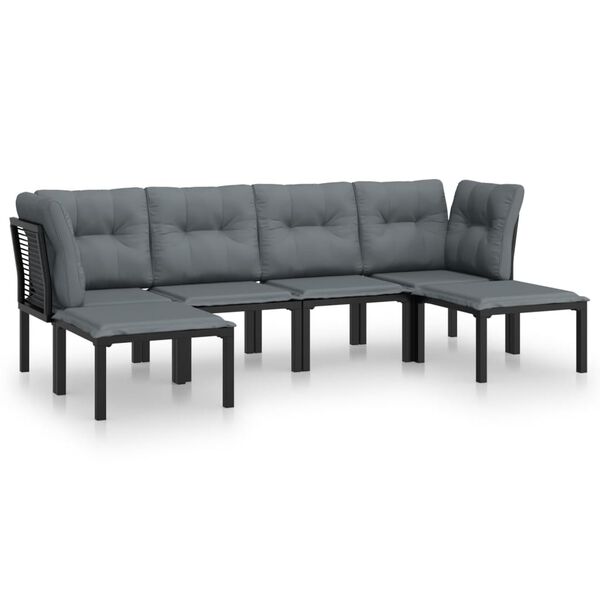 vidaXL 6 pcs conjunto lounge de jardim vime PE preto e cinzento