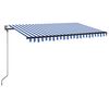 vidaXL Toldo autom&aacute;tico c/ LED e sensor de vento 450x350cm azul/branco