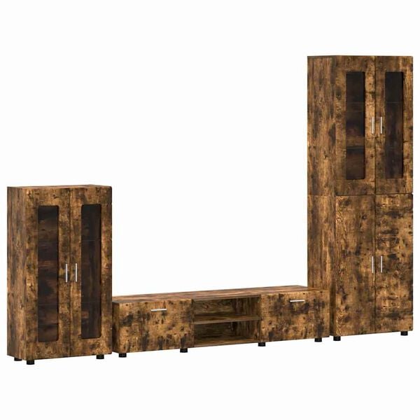 vidaXL Conjunto de m&oacute;vel de TV Carvalho Defumado Madeira processada
