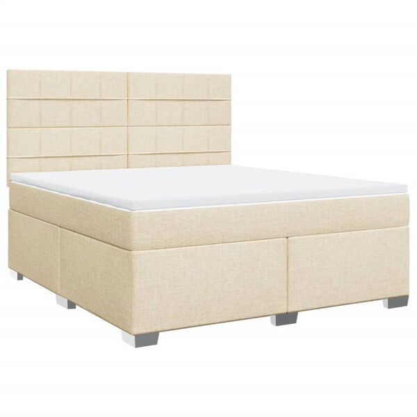 vidaXL Cama com molas/colch&atilde;o 180x200 cm tecido cor creme
