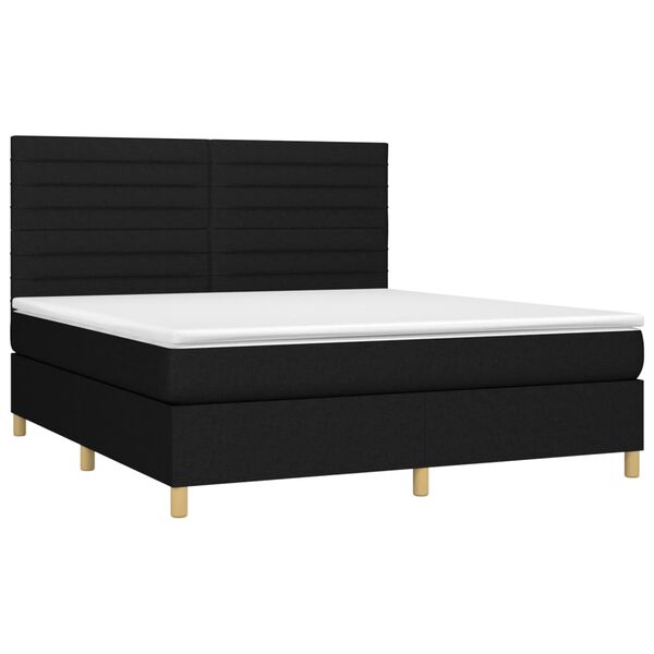 vidaXL Cama box spring c/ colch&atilde;o e LED 180x200 cm tecido preto