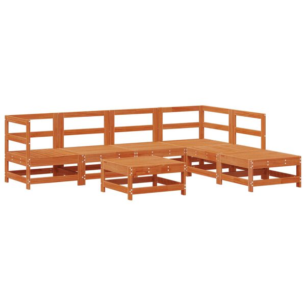 vidaXL Conjunto de Lounge de Jardim 7 pcs Castanho Cera