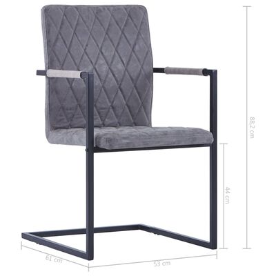 vidaXL Cadeiras de jantar cantilever 4pcs couro artif. cinzento-escuro
