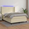 vidaXL Cama box spring c/ colch&atilde;o/LED 140x190cm couro artificial creme