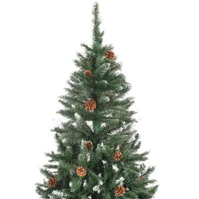 vidaXL Árvore de Natal artificial com pinhas e brilho branco 180 cm