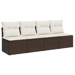 vidaXL Sof&aacute; de jardim com almofad&otilde;es 4 lugares vime PE castanho