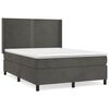 vidaXL Cama com molas/colch&atilde;o 140x190 cm veludo cinzento-escuro