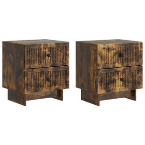 vidaXL Arm&aacute;rio de Cabeceira 2 pcs Carvalho Fumado 43 x 34,5 x 47,5 cm