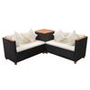 vidaXL 4 pcs conjunto lounge de jardim c/ almofadões vime PE preto