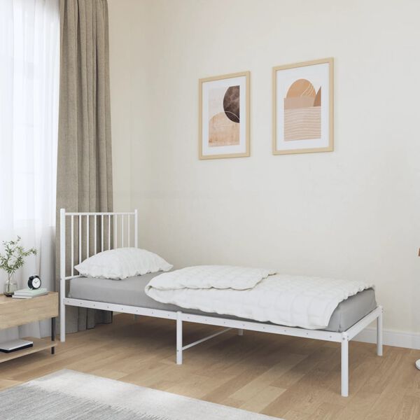 vidaXL Estrutura de cama com cabeceira 80x200 cm metal branco