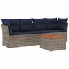 vidaXL 5 pcs conjunto sof&aacute;s p/ jardim c/ almofad&otilde;es vime PE cinzento